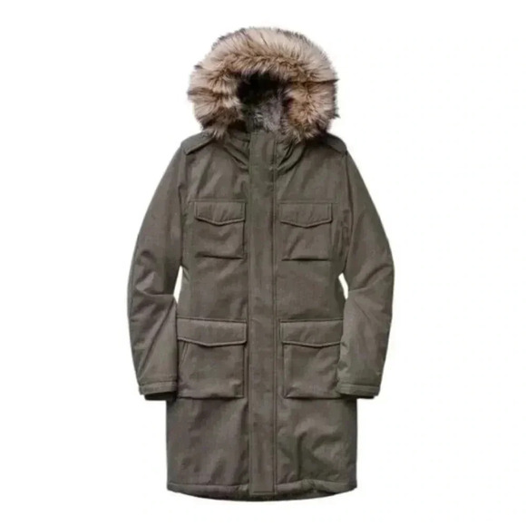 Aritzia TNA Blackcomb Parka Coat Winter Jacket Fur Lined Hooded Green Size Small - Picture 1 of 16